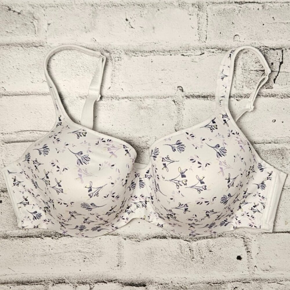 Penningtons tiVOGLIO Floral Underwire Bra 44DD White Purple